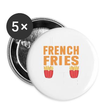 French Fries Food Pun Potato - Buttons groß 56 mm (5er Pack) - Weiß - Vorne