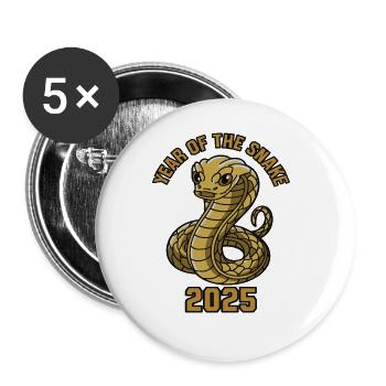 Année Chinoise 2025 Année du Serpent - Lot de 5 grands badges (56 mm) - blanc - Devant