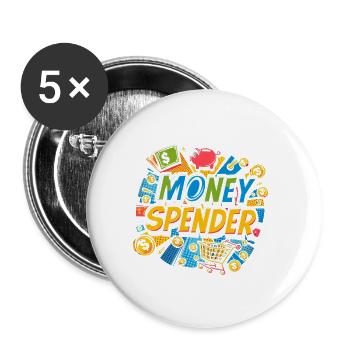 Money Spender 7 - Buttons groß 56 mm (5er Pack) - Weiß - Vorne