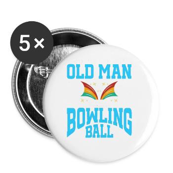 Bowling Ball Bowler - Buttons groß 56 mm (5er Pack) - Weiß - Vorne