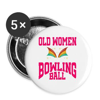 Bowling Ball Bowler - Buttons groß 56 mm (5er Pack) - Weiß - Vorne