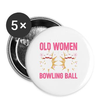Bowling Ball Bowler - Buttons large 2.2''/56 mm (5-pack) - white - Front