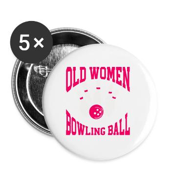 Bowling Ball Bowler - Buttons large 2.2''/56 mm (5-pack) - white - Front