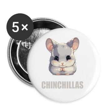 Chinchillas Chinchilla - Buttons groß 56 mm (5er Pack) - Weiß - Vorne