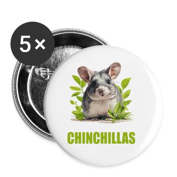 Chinchillas Chinchilla - Buttons groß 56 mm (5er Pack) - Weiß - Vorne