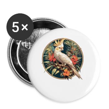 Cockatiel Nymphensittiche Nymphensittich - Buttons large 2.2''/56 mm (5-pack) - white - Front