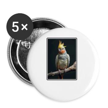 Cockatiel Nymphensittiche Nymphensittich - Buttons large 2.2''/56 mm (5-pack) - white - Front