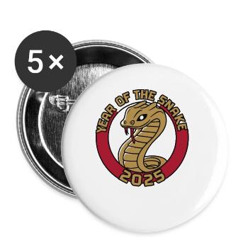 Chinese Year 2025 Year of the Snake - Buttons large 2.2''/56 mm (5-pack) - white - Front