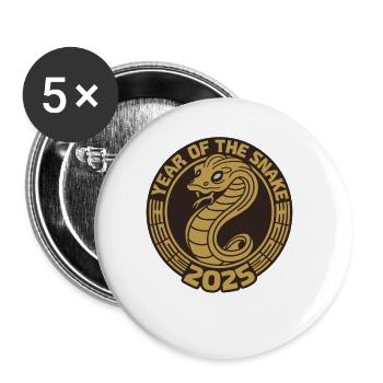 Chinese Year 2025 Year of the Snake - Buttons large 2.2''/56 mm (5-pack) - white - Front