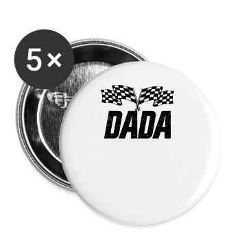 Passende Familien-Renngeburtstags-Pit-Crew-Dada - Buttons groß 56 mm (5er Pack) - Weiß - Vorne