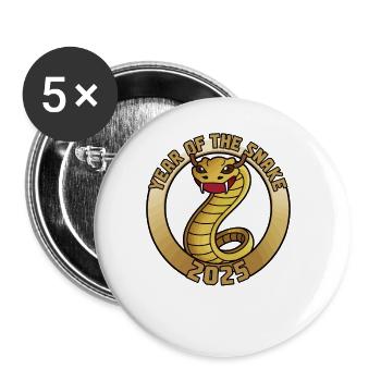 Chinese Year 2025 Year of the Snake - Buttons large 2.2''/56 mm (5-pack) - white - Front