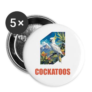 Cockatoo Cockatoos Cockatoo - Buttons large 2.2''/56 mm (5-pack) - white - Front