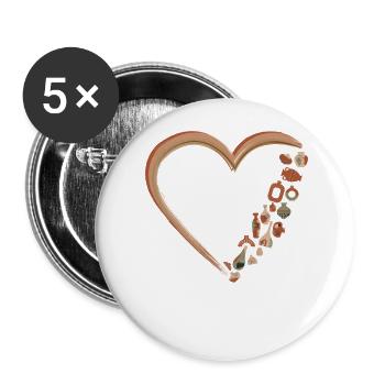 Poterie Céramique Artiste Coeur - Lot de 5 grands badges (56 mm) - blanc - Devant
