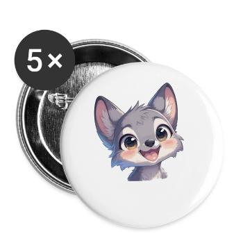 Kojoten Kojote - Buttons groß 56 mm (5er Pack) - Weiß - Vorne