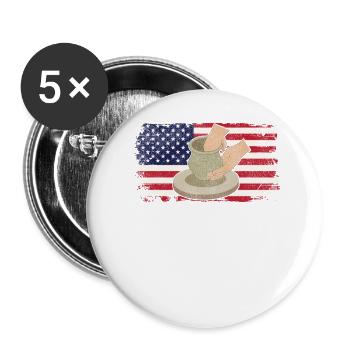 Poterie Céramique Artiste Américain - Lot de 5 grands badges (56 mm) - blanc - Devant