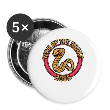 Chinesisches Jahr 2025 Jahr der Schlange - Buttons groß 56 mm (5er Pack) - Weiß - Vorne