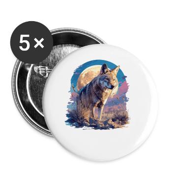 Kojoten Kojote - Buttons groß 56 mm (5er Pack) - Weiß - Vorne