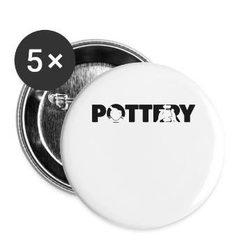 Poterie Céramique Poterie d’artiste - Lot de 5 grands badges (56 mm) - blanc - Devant