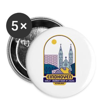 Eindhoven, Semi-marathon – 2025 - Pays-Bas - Lot de 5 grands badges (56 mm) - blanc - Devant