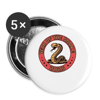 Chinese Year 2025 Year of the Snake - Buttons large 2.2''/56 mm (5-pack) - white - Front