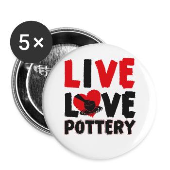 Poterie Céramique Artiste Live Love - Lot de 5 grands badges (56 mm) - blanc - Devant