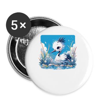 Grues Grues - Lot de 5 grands badges (56 mm) - blanc - Devant