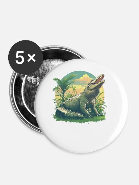 Krokodile Krokodil - Buttons groß 56 mm (5er Pack) - Weiß