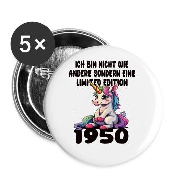 Edition Limitée 1950 Anniversaire Né 1950 - Lot de 5 grands badges (56 mm) - blanc - Devant