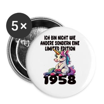 Limited Edition 1958 Birthday Born 1958 - Buttons large 2.2''/56 mm (5-pack) - white - Front
