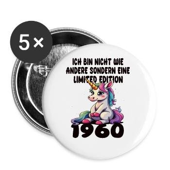 Limited Edition 1960 Birthday 1960 Born - Buttons large 2.2''/56 mm (5-pack) - white - Front