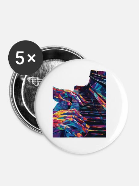 Klavier - Buttons groß 56 mm (5er Pack) - Weiß