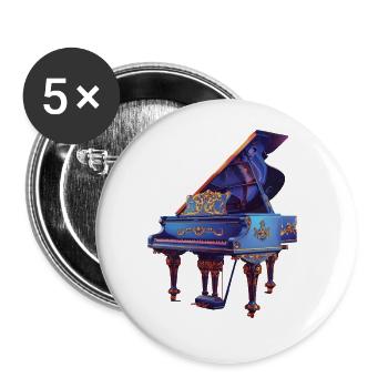 Piano - Lot de 5 grands badges (56 mm) - blanc - Devant