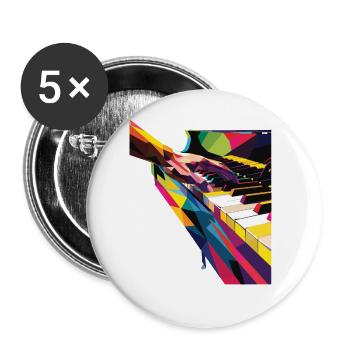 Piano - Lot de 5 grands badges (56 mm) - blanc - Devant