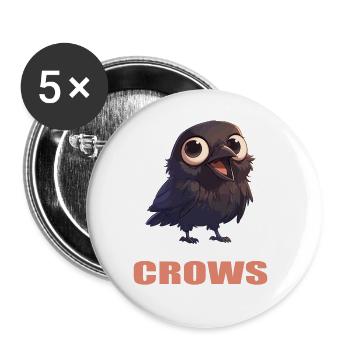 Krähen Krähe - Buttons groß 56 mm (5er Pack) - Weiß - Vorne