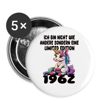 Limited Edition 1962 Birthday Born 1962 - Buttons large 2.2''/56 mm (5-pack) - white - Front