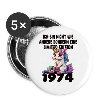 Limited Edition 1974 Birthday Born 1974 - Buttons large 2.2''/56 mm (5-pack) - white - Front