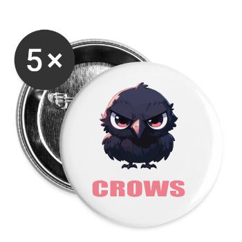 Krähen Krähe - Buttons groß 56 mm (5er Pack) - Weiß - Vorne