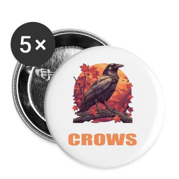 Krähen Krähe - Buttons groß 56 mm (5er Pack) - Weiß - Vorne