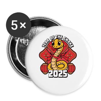 Année Chinoise 2025 Année du Serpent - Lot de 5 grands badges (56 mm) - blanc - Devant