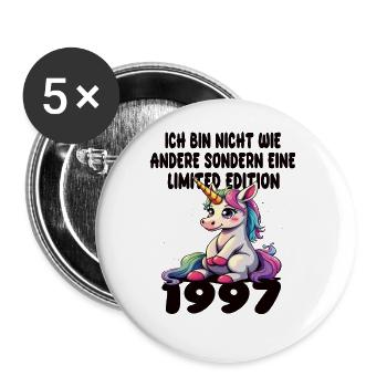 Limited Edition 1997 Geburtstag 1997 Geboren - Buttons groß 56 mm (5er Pack) - Weiß - Vorne