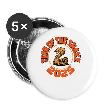 Chinese Year 2025 Year of the Snake - Buttons large 2.2''/56 mm (5-pack) - white - Front