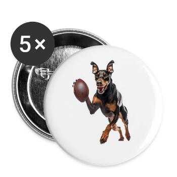 Doberman - Lot de 5 grands badges (56 mm) - blanc - Devant