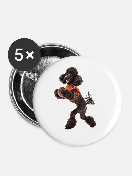 Pudel - Buttons groß 56 mm (5er Pack) - Weiß