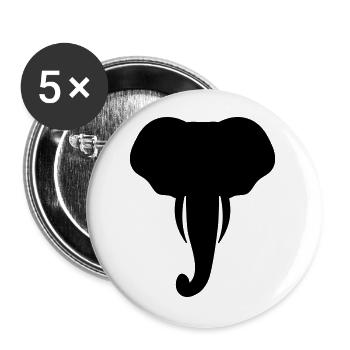 Elefant Kopf Tier Geschenk - Buttons groß 56 mm (5er Pack) - Weiß - Vorne