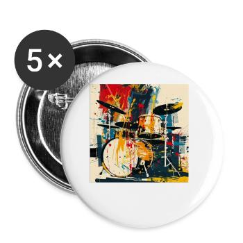 Schlagzeug - Buttons groß 56 mm (5er Pack) - Weiß - Vorne