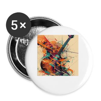 Guitare - Lot de 5 grands badges (56 mm) - blanc - Devant