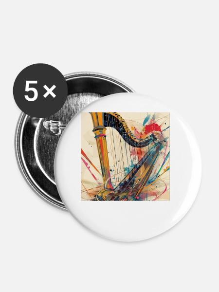 Harfe - Buttons groß 56 mm (5er Pack) - Weiß