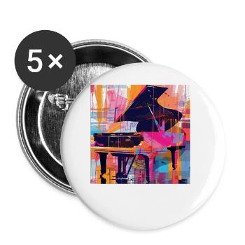 Piano - Lot de 5 grands badges (56 mm) - blanc - Devant