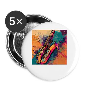 Saxophone - Buttons large 2.2''/56 mm (5-pack) - white - Front