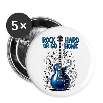 Electric guitar - Rock hard or go home - Buttons large 2.2''/56 mm (5-pack) - white - Front